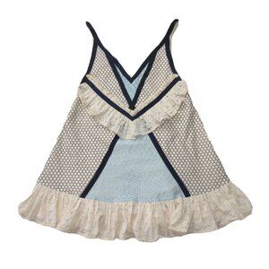 NWT Eckhaus Latta Dolly in Ecru Navy Lace A-line Mini Tank Dress 2 $625